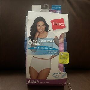 Hanes Organic Cotton Briefs - 6 Pack Assorted Colors Size 7